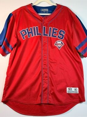 Philadelphia Phillies MLB True Fan Men’s L Baseball Jersey Red Blue